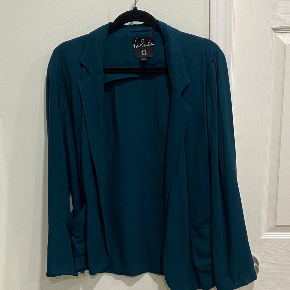 (8) Aritzia Talula Deep Teal Open-Front Blazer
